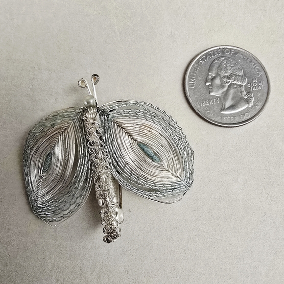 Vintage Silver and Gray Moth Brooch - Picture 4 of 4